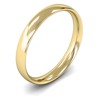 18ct Yellow Gold 3mm Light Weight Traditional Court Wedding Ring
