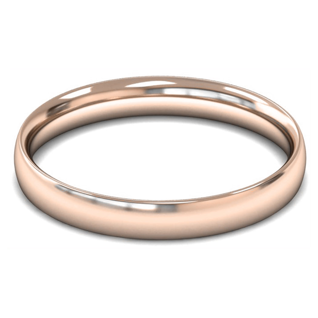 9ct Rose Fairtrade Gold 3mm Light Weight Traditional Court Wedding Ring