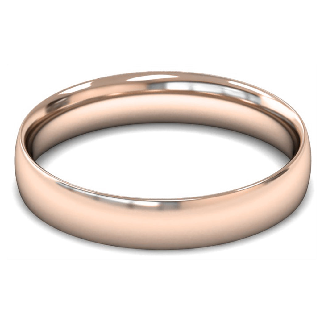 14ct Rose Fairtrade Gold 4mm Light Weight Traditional Court Wedding Ring