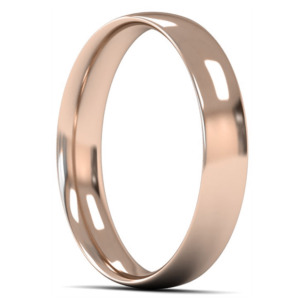 18ct Rose Fairtrade Gold 4mm Light Weight Traditional Court Wedding Ring
