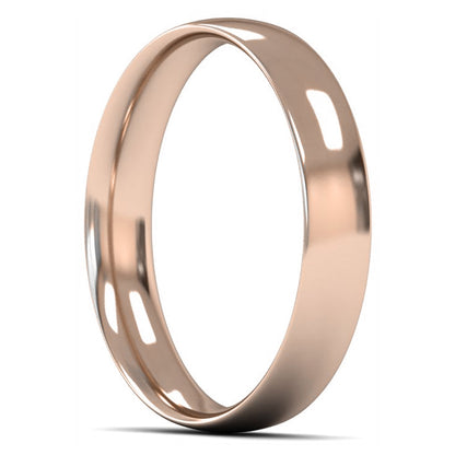 18ct Rose Fairtrade Gold 4mm Light Weight Traditional Court Wedding Ring