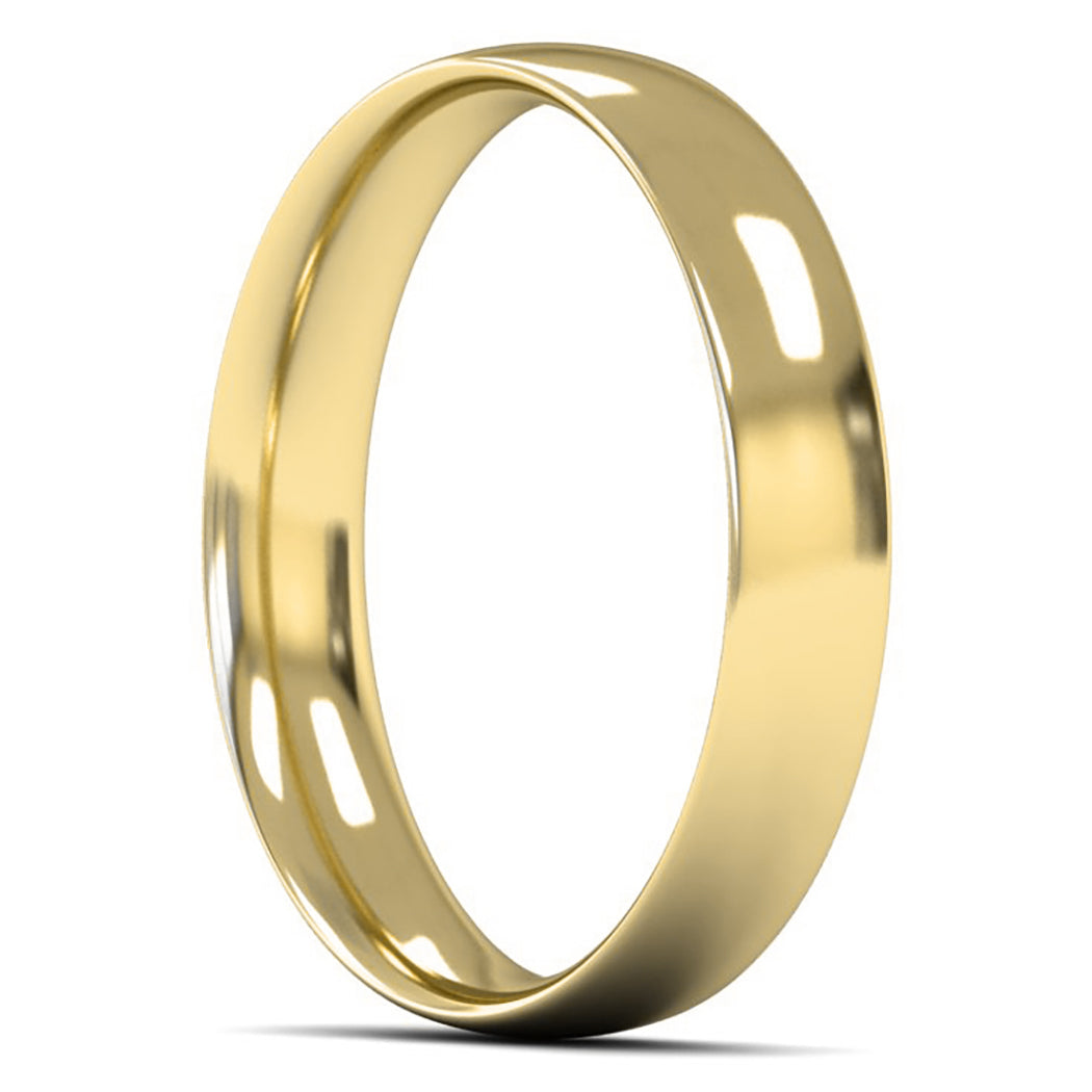 18ct Yellow Gold 4mm Light Weight Traditional Court Wedding Ring