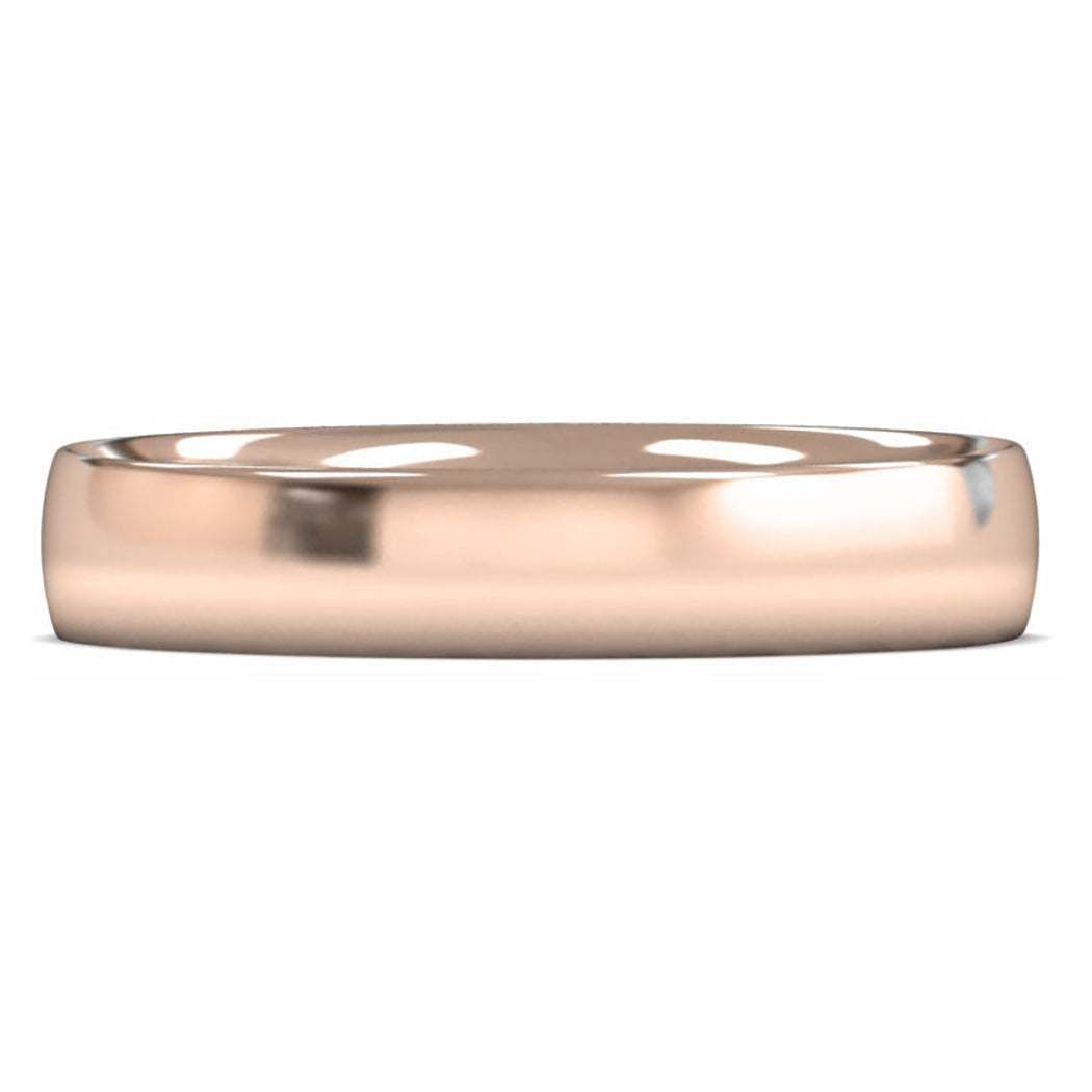 9ct Rose Fairtrade Gold 4mm Light Weight Traditional Court Wedding Ring