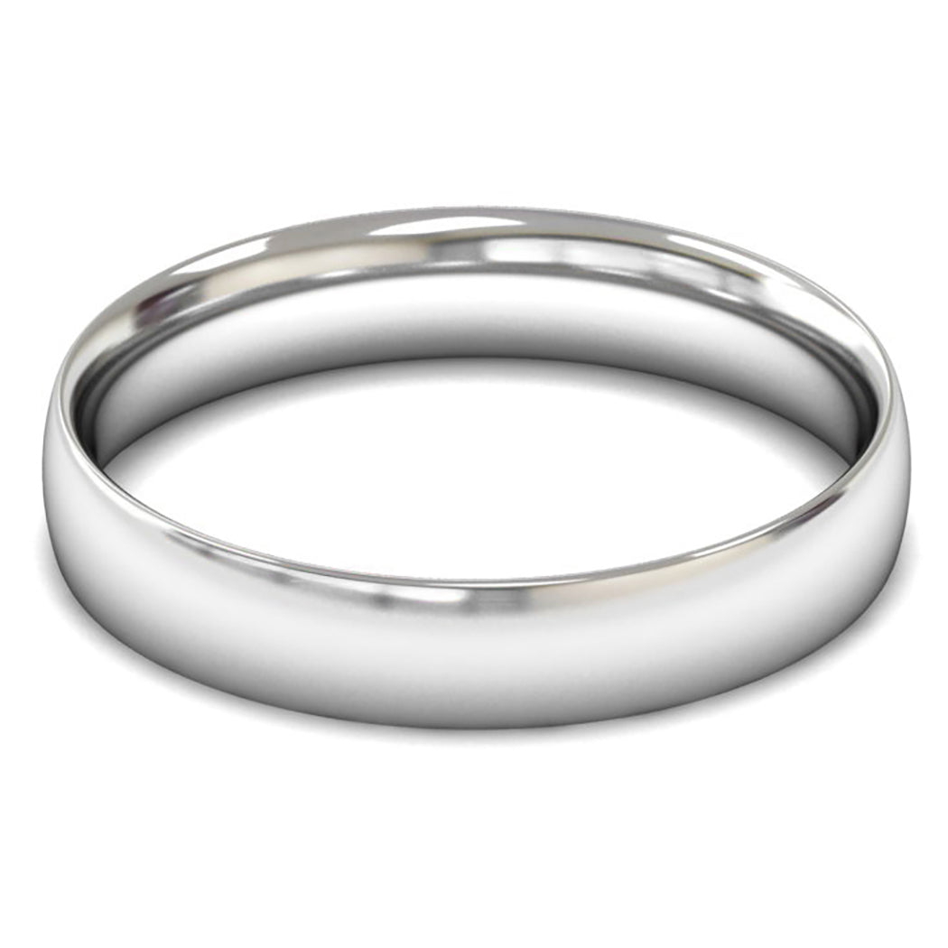 9ct White Fairtrade Gold 4mm Light Weight Traditional Court Wedding Ring