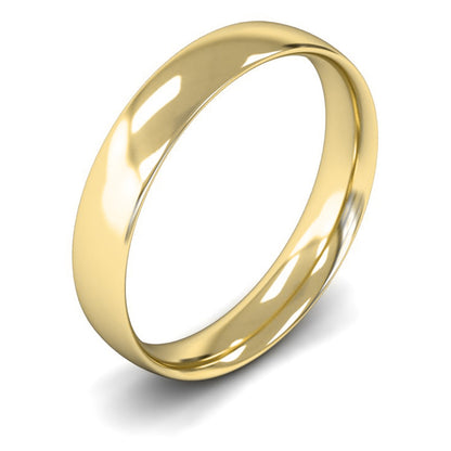 9ct Yellow Fairtrade Gold 4mm Light Weight Traditional Court Wedding Ring