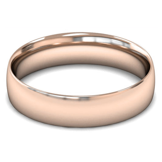 14ct Rose Gold 5mm Light Weight Traditional Court Wedding Ring