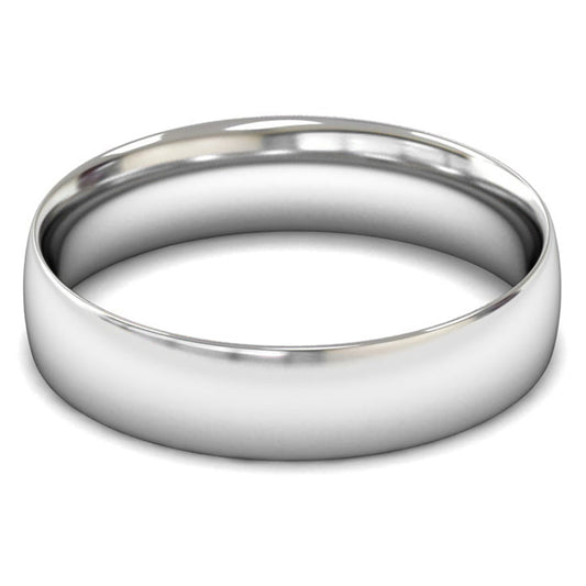 14ct White Fairtrade Gold 5mm Light Weight Traditional Court Wedding Ring