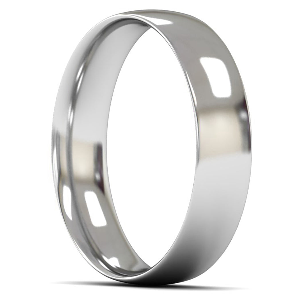 14ct White Fairtrade Gold 5mm Light Weight Traditional Court Wedding Ring