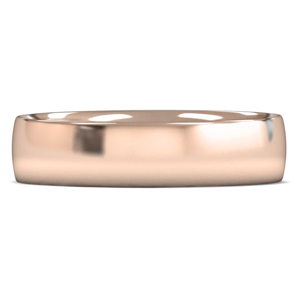 18ct Rose Fairtrade Gold 5mm Light Weight Traditional Court Wedding Ring