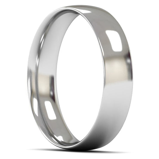 9ct White Fairtrade Gold 5mm Light Weight Traditional Court Wedding Ring