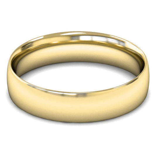 9ct Yellow Gold 5mm Light Weight Traditional Court Wedding Ring