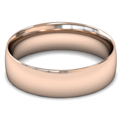 14ct Rose Fairtrade Gold 6mm Light Weight Traditional Court Wedding Ring
