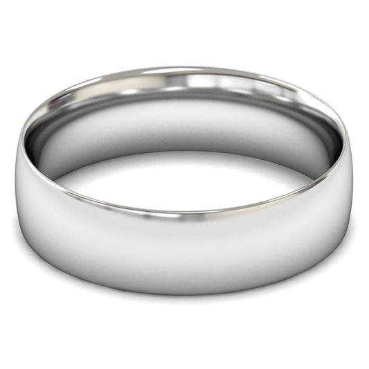 14ct White Fairtrade Gold 6mm Light Weight Traditional Court Wedding Ring