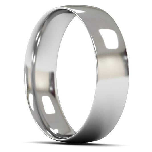 14ct White Gold 6mm Light Weight Traditional Court Wedding Ring