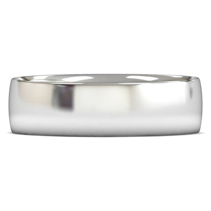 14ct White Fairtrade Gold 6mm Light Weight Traditional Court Wedding Ring