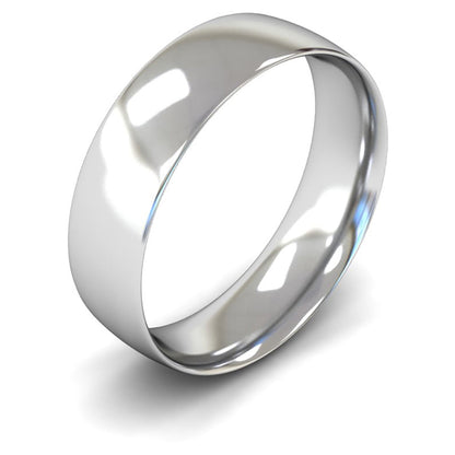 14ct White Fairtrade Gold 6mm Light Weight Traditional Court Wedding Ring