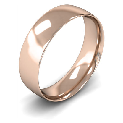 18ct Rose Fairtrade Gold 6mm Light Weight Traditional Court Wedding Ring