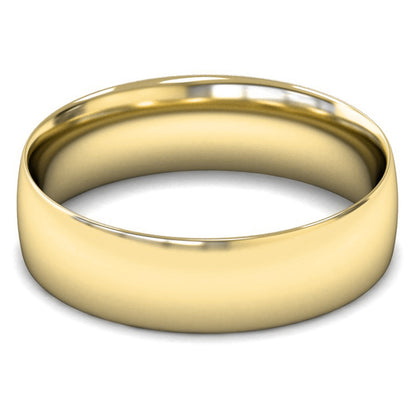 18ct Yellow Gold 6mm Light Weight Traditional Court Wedding Ring