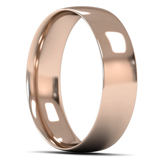 9ct Rose Gold 6mm Light Weight Traditional Court Wedding Ring