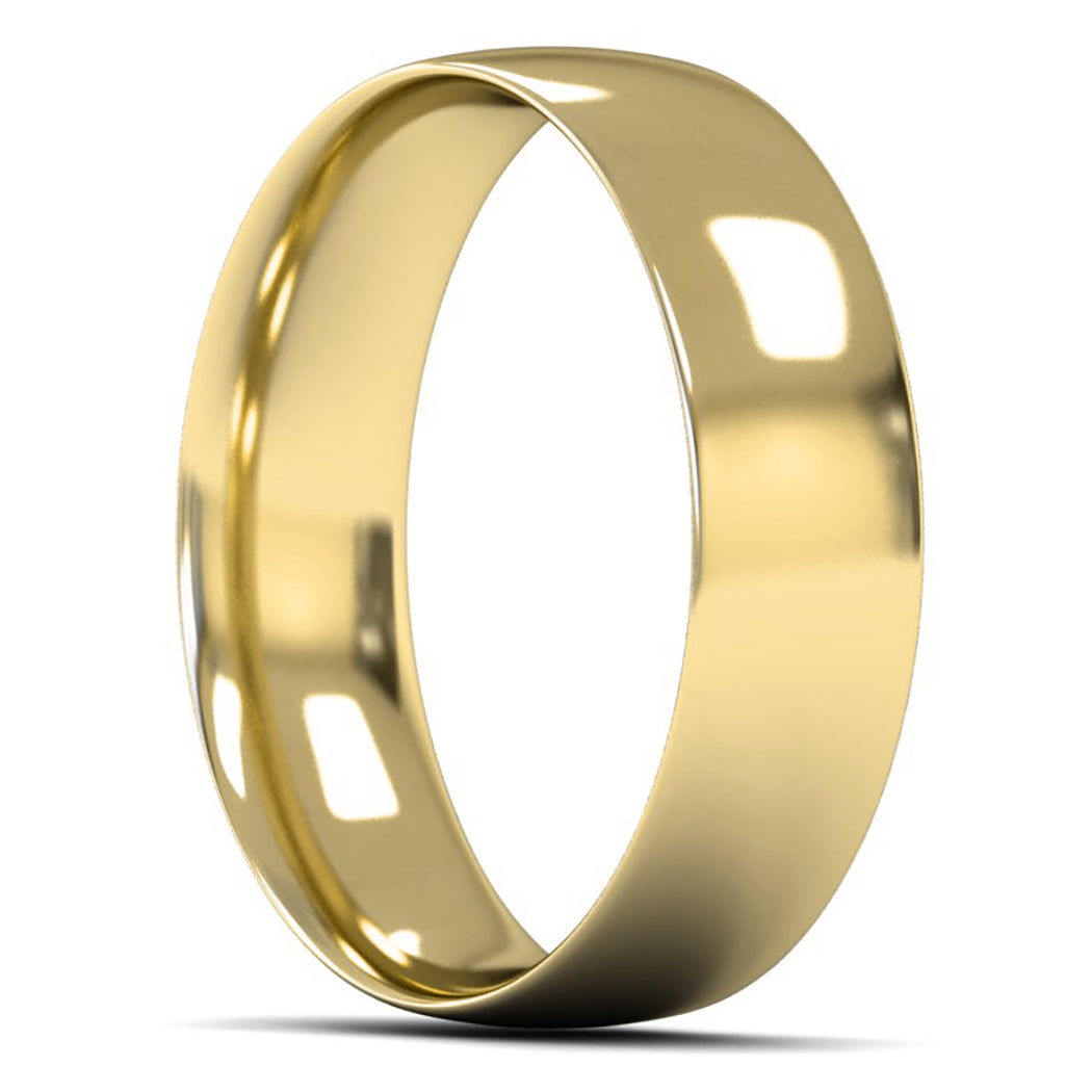 9ct Yellow Gold 6mm Light Weight Traditional Court Wedding Ring