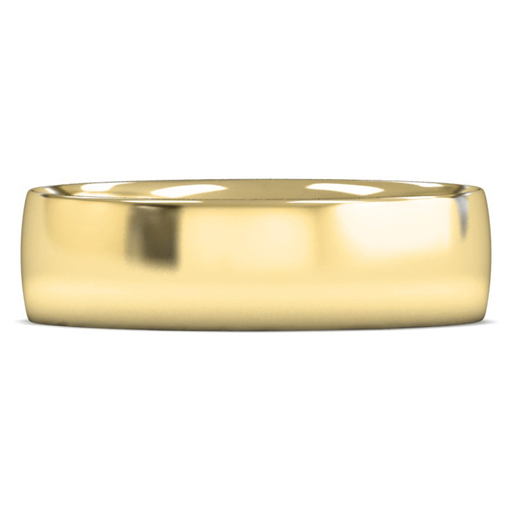 9ct Yellow Gold 6mm Light Weight Traditional Court Wedding Ring