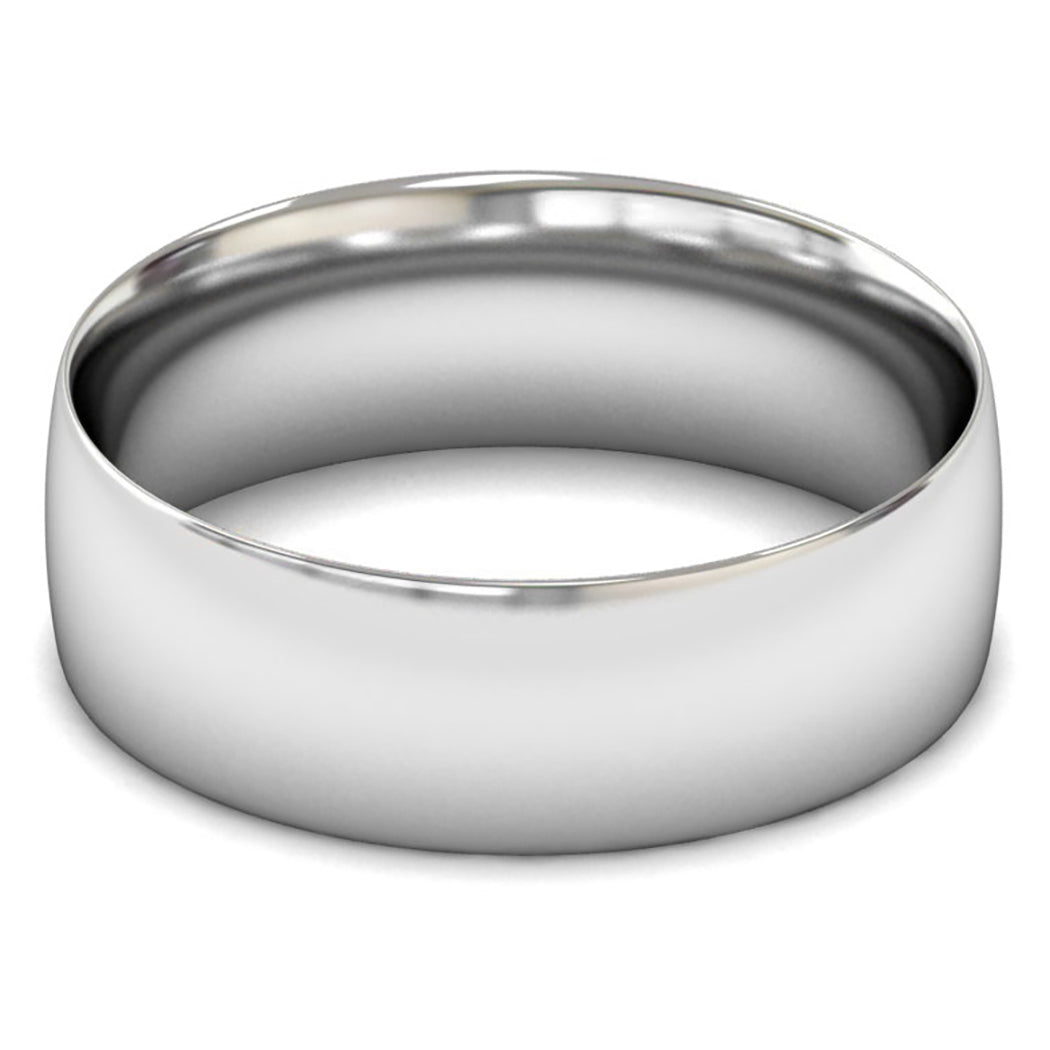 18ct White Gold 7mm Light Weight Traditional Court Wedding Ring