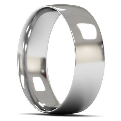 18ct White Gold 7mm Light Weight Traditional Court Wedding Ring