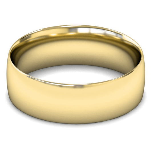 18ct Yellow Gold 7mm Light Weight Traditional Court Wedding Ring