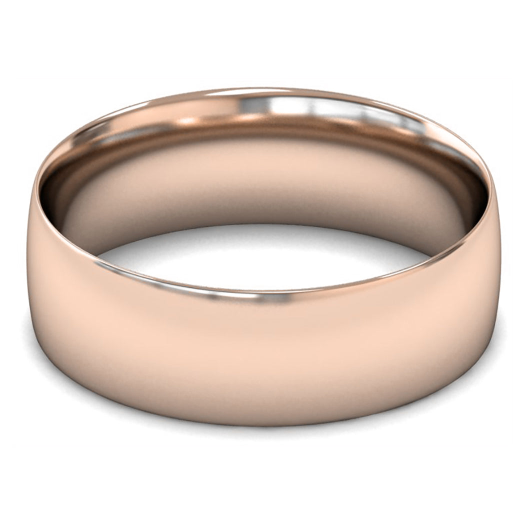 9ct Rose Fairtrade Gold 7mm Light Weight Traditional Court Wedding Ring