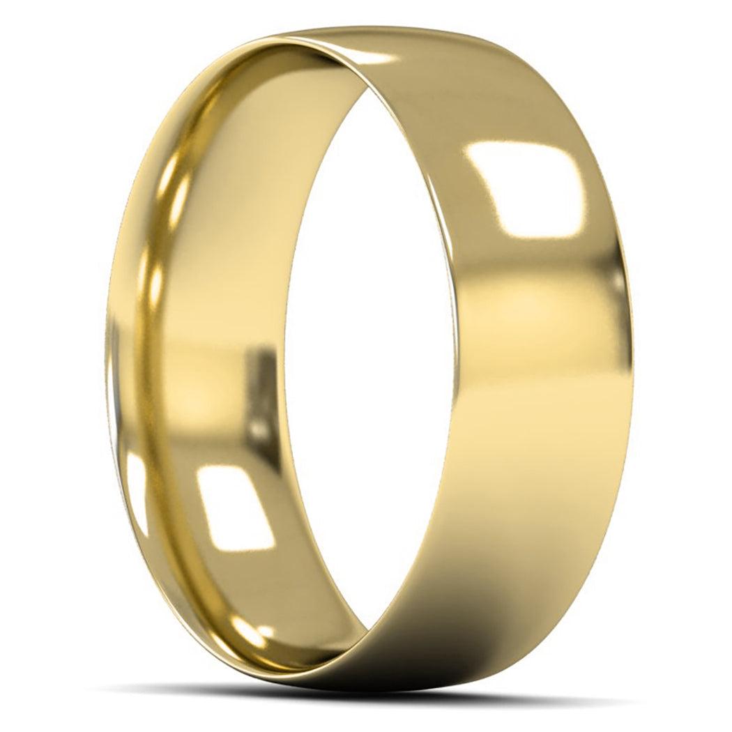 9ct Yellow Fairtrade Gold 7mm Light Weight Traditional Court Wedding Ring
