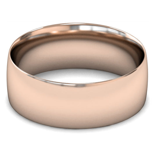 14ct Rose Gold 8mm Light Weight Traditional Court Wedding Ring