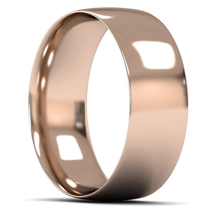14ct Rose Gold 8mm Light Weight Traditional Court Wedding Ring