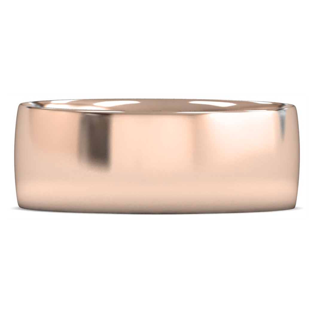14ct Rose Fairtrade Gold 8mm Light Weight Traditional Court Wedding Ring