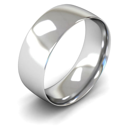14ct White Gold 8mm Light Weight Traditional Court Wedding Ring