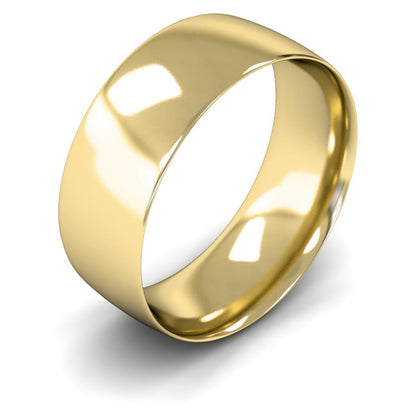 14ct Yellow Fairtrade Gold 8mm Light Weight Traditional Court Wedding Ring