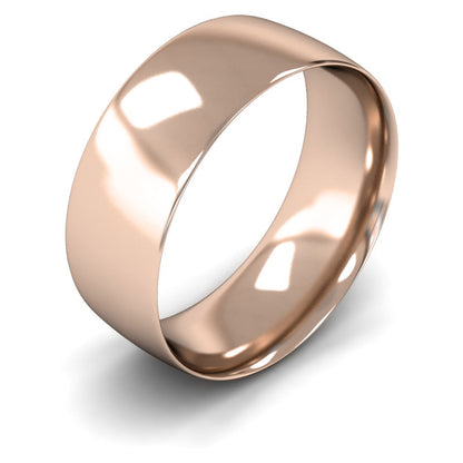 18ct Rose Fairtrade Gold 8mm Light Weight Traditional Court Wedding Ring