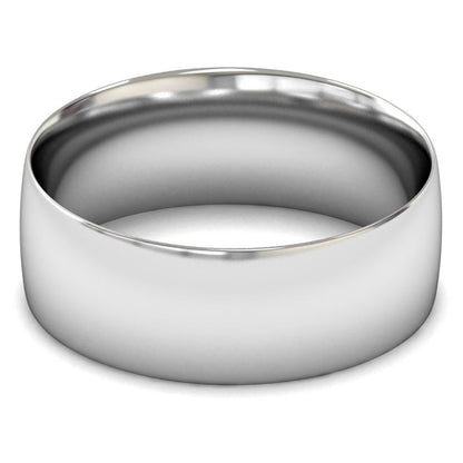 18ct White Fairtrade Gold 8mm Light Weight Traditional Court Wedding Ring
