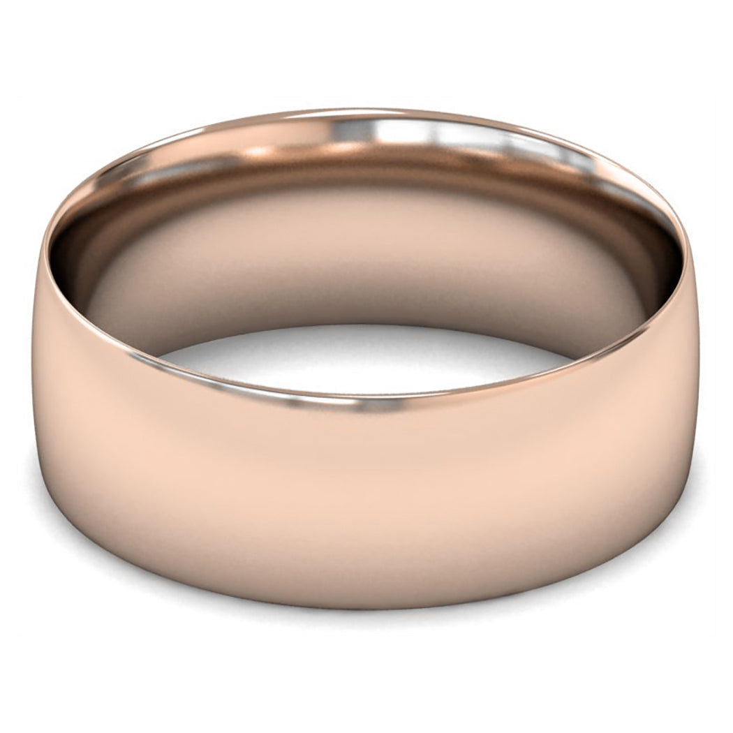 9ct Rose Fairtrade Gold 8mm Light Weight Traditional Court Wedding Ring