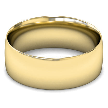 9ct Yellow Gold 8mm Light Weight Traditional Court Wedding Ring