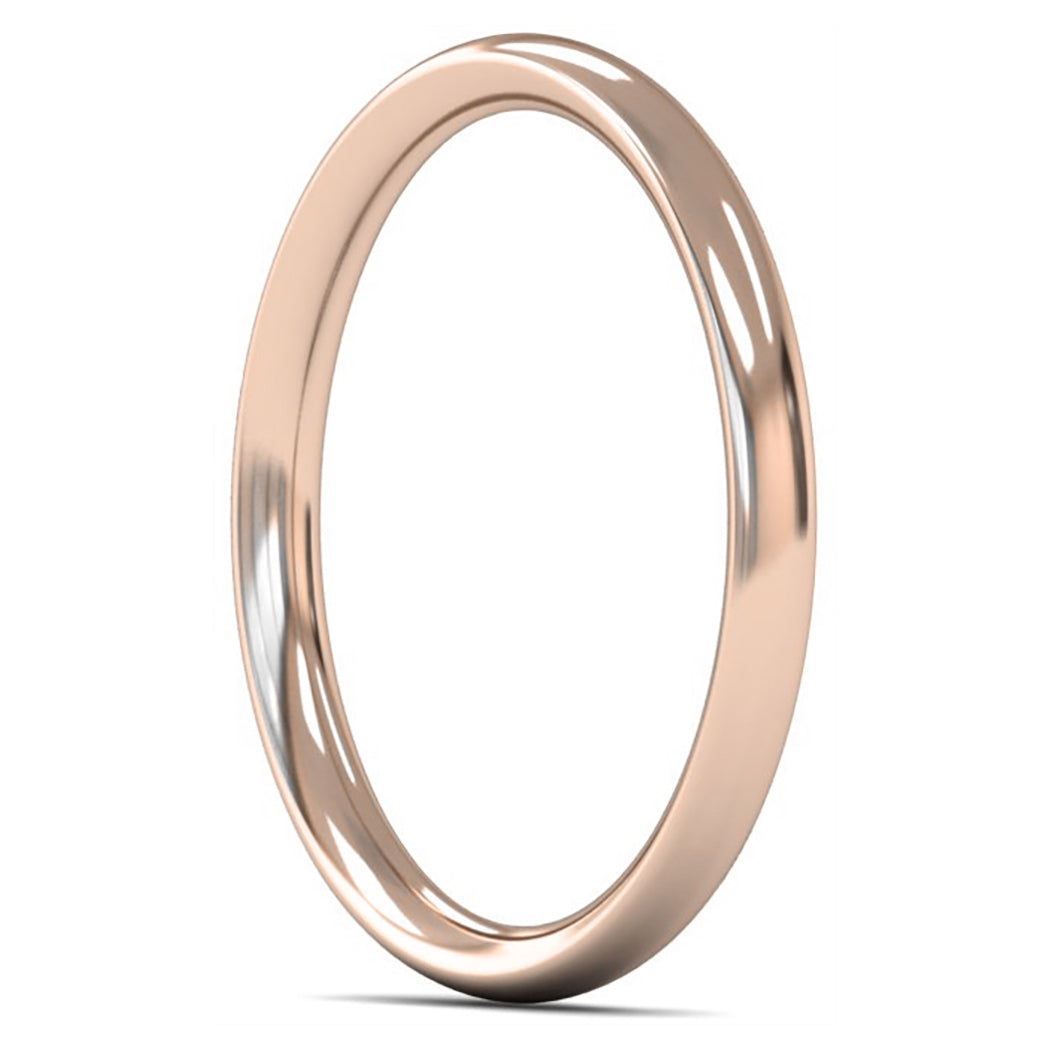 14ct Rose Gold 2mm Medium Weight Traditional Court Wedding Ring