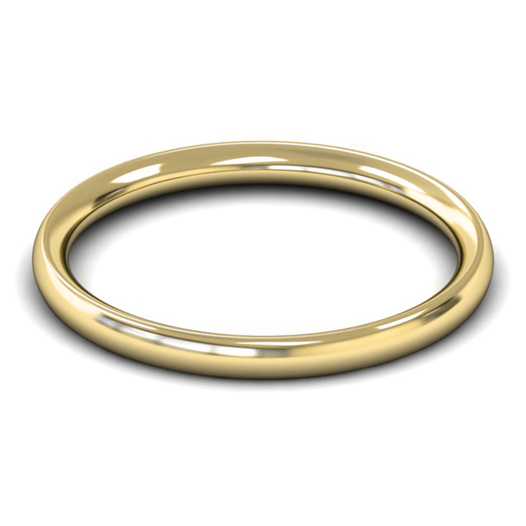 14ct Yellow Gold 2mm Medium Weight Traditional Court Wedding Ring