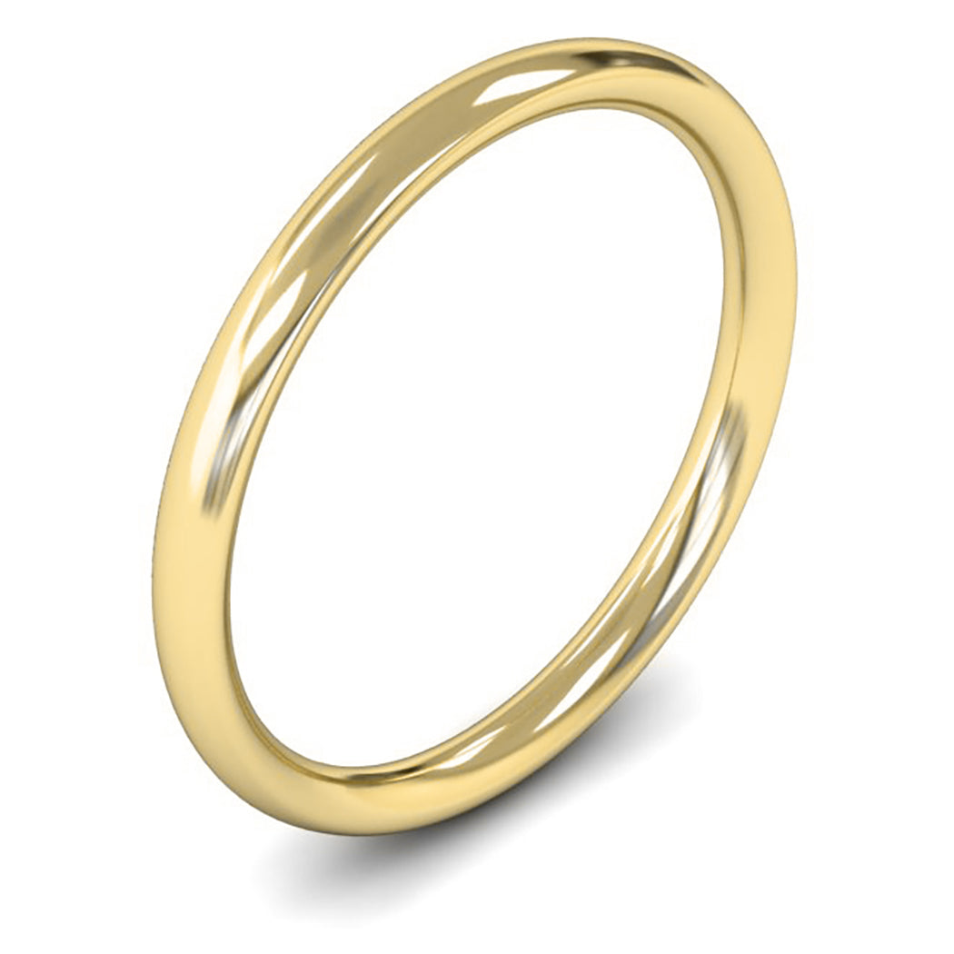 14ct Yellow Gold 2mm Medium Weight Traditional Court Wedding Ring