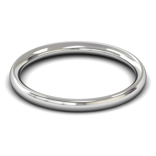 9ct White Fairtrade Gold 2mm Medium Weight Traditional Court Wedding Ring