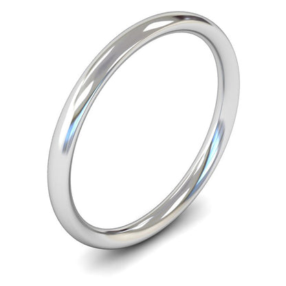 9ct White Fairtrade Gold 2mm Medium Weight Traditional Court Wedding Ring