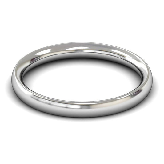 14ct White Fairtrade Gold 2.5mm Medium Weight Traditional Court Wedding Ring