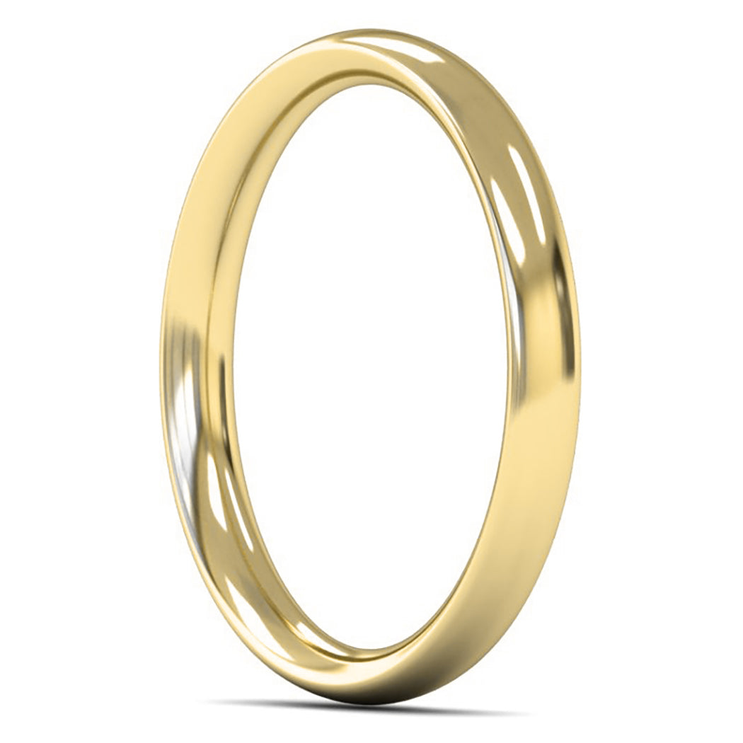 14ct Yellow Gold 2.5mm Medium Weight Traditional Court Wedding Ring