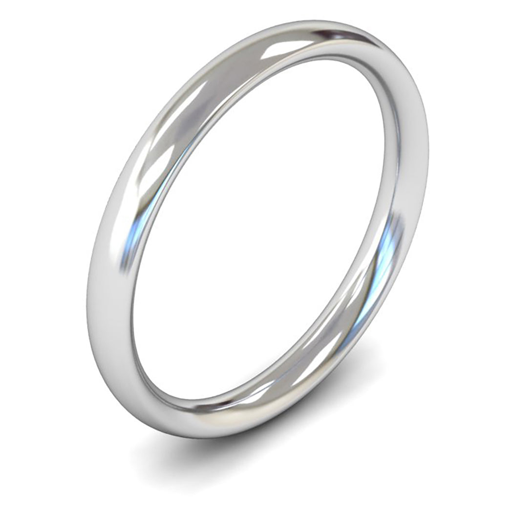 9ct White Gold 2.5mm Medium Weight Traditional Court Wedding Ring