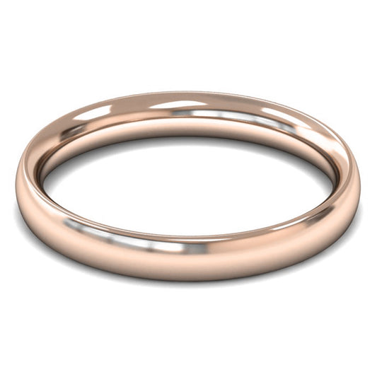 14ct Rose Gold 3mm Medium Weight Traditional Court Wedding Ring