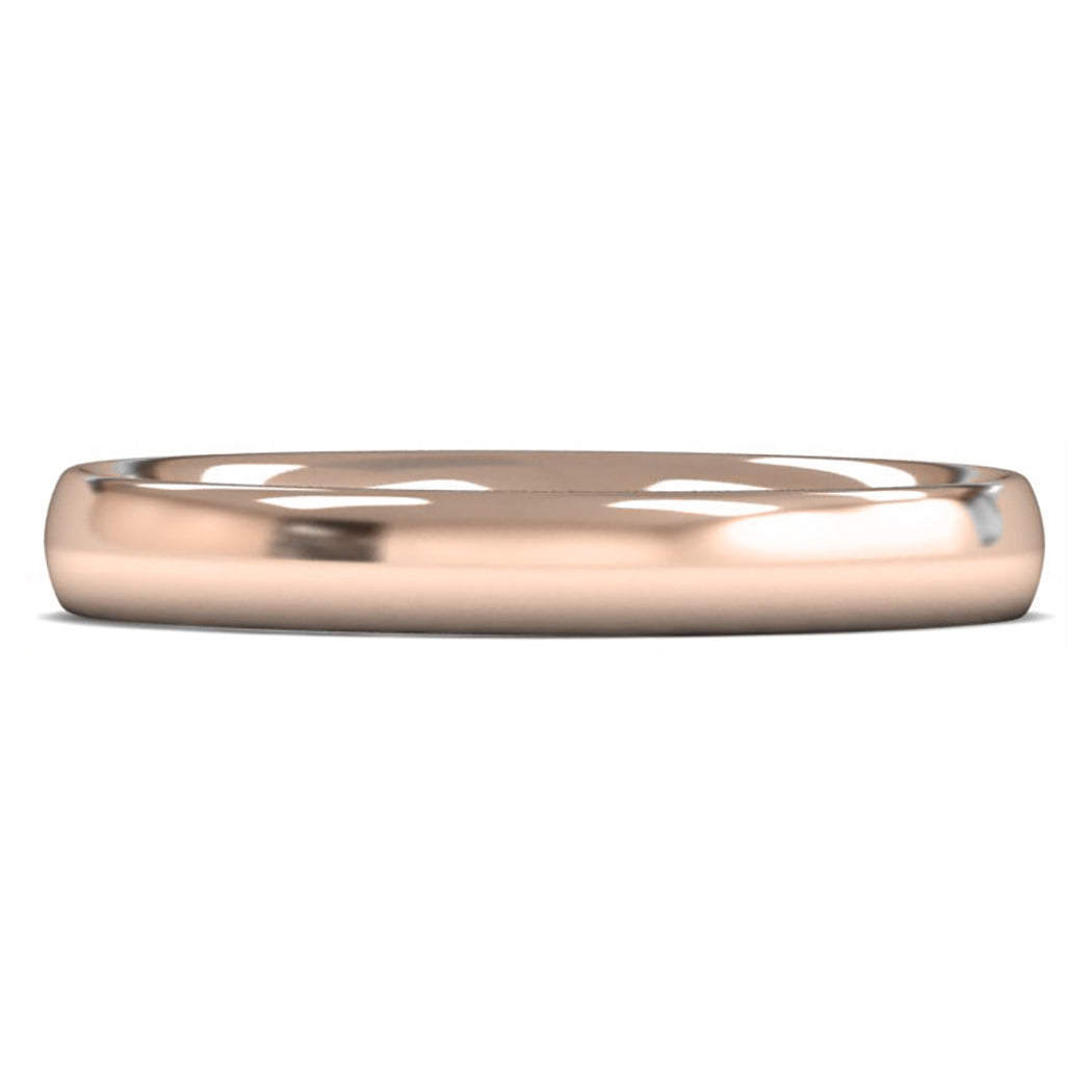 14ct Rose Gold 3mm Medium Weight Traditional Court Wedding Ring