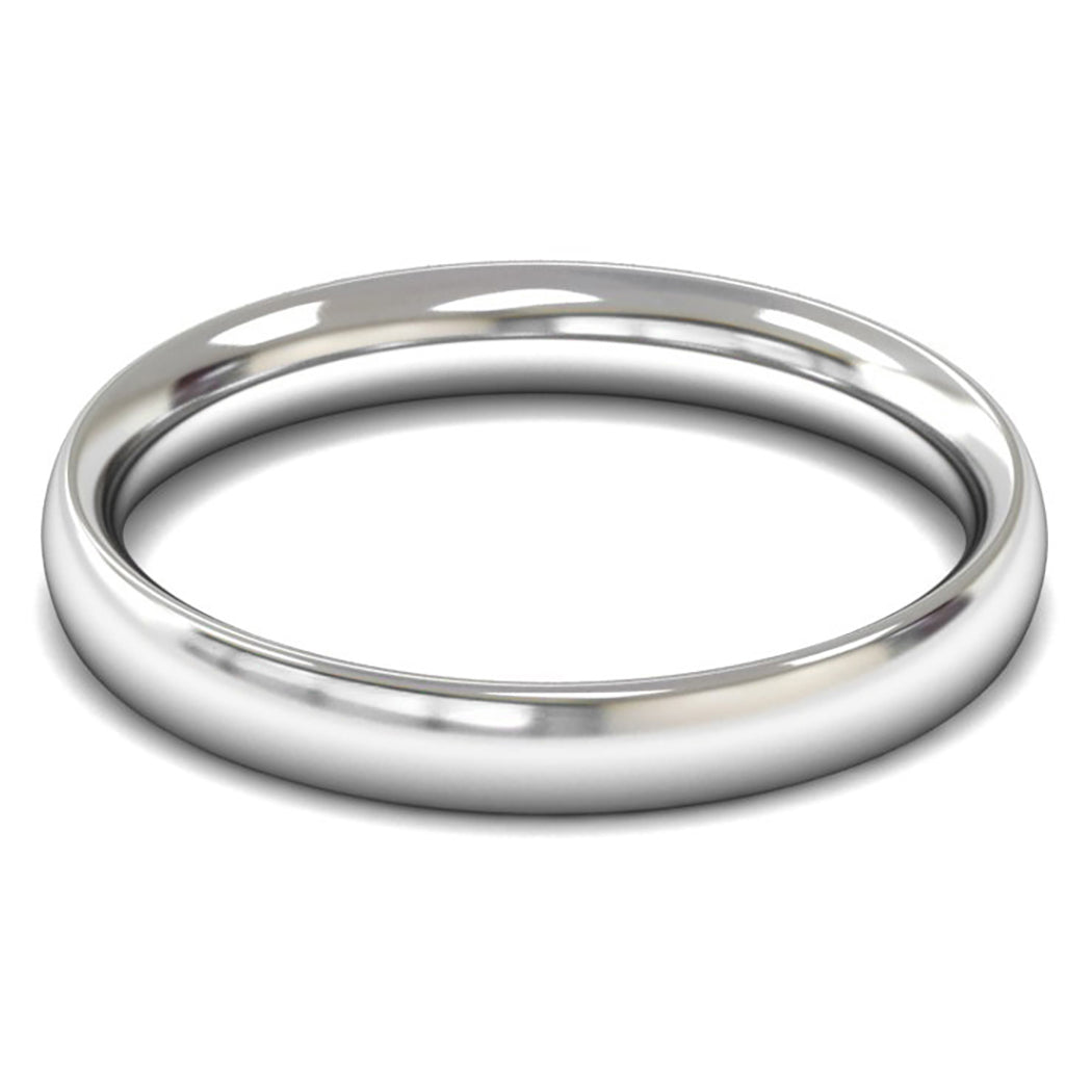 14ct White Fairtrade Gold 3mm Medium Weight Traditional Court Wedding Ring